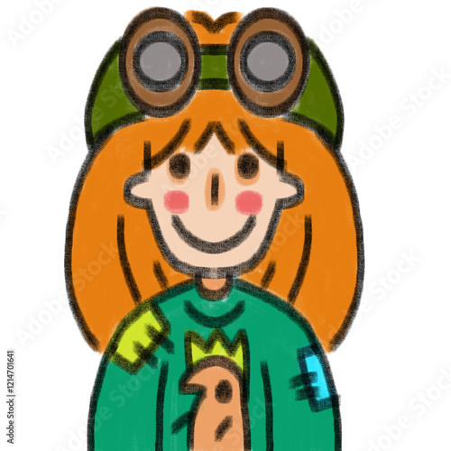 illustration of a girl woman hat 2