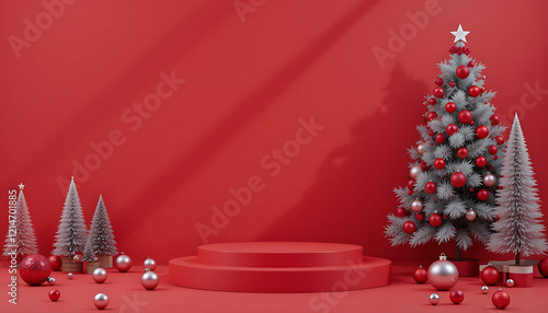 christmas tree with fireworks