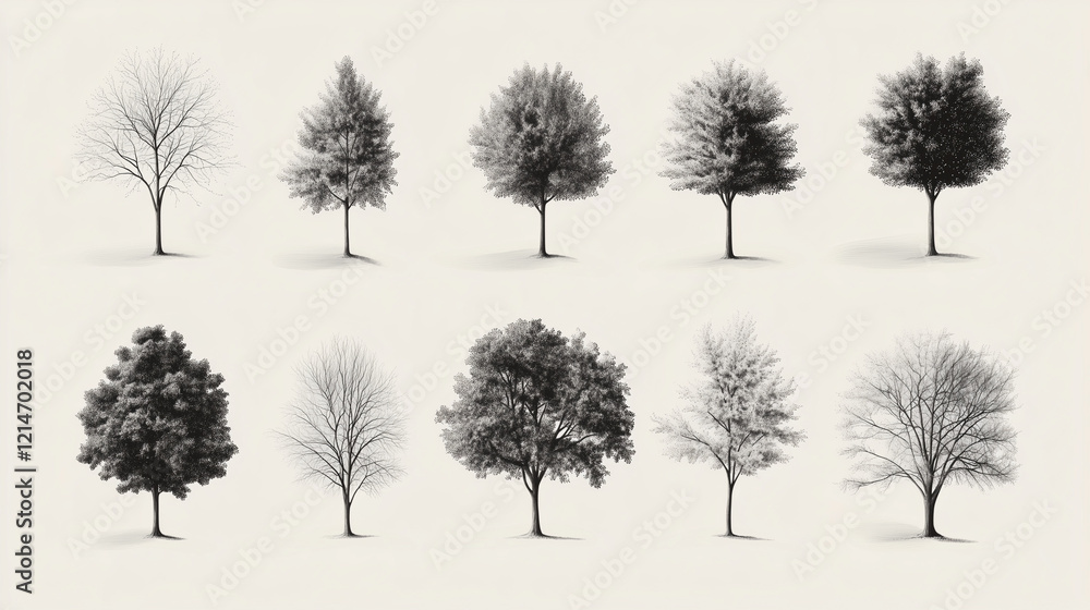 Fototapeta premium 200 detailed, different tree vectors