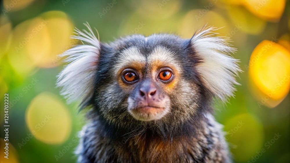 Fototapeta premium Adorable Two-Year-Old Common Marmoset Monkey - Minimalist Portrait