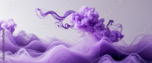 Abstract Purple Smoke Swirls and Waves Design