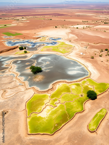 Desertification of previously fertile land highlights the impact of soil depletion and drought on ecosystems. This desertification process poses significant challenges to the environment and photo