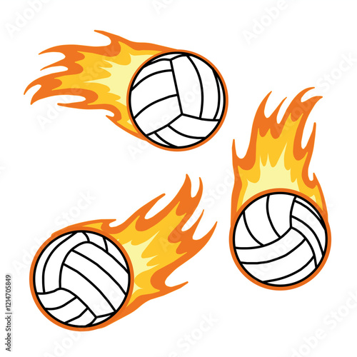 Blazing volleyball cuts through the air. Volleyball trails a blazing flame best for competitions and vibrant beach games.