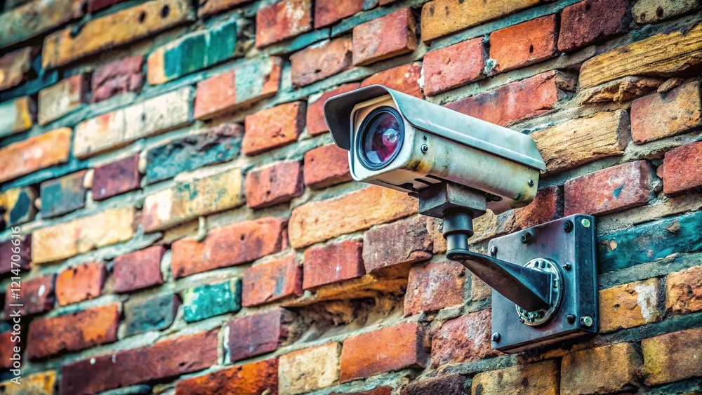 Surveillance City: A Street Security Camera on a Grimy Urban Wall Surveillance City: A Street Security Camera on a Grimy Urban Wall