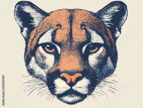 Illustration of a majestic tiger face. photo