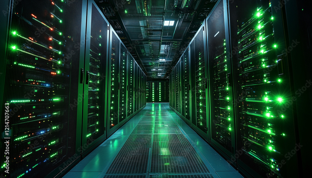 server room in green light server room in green light