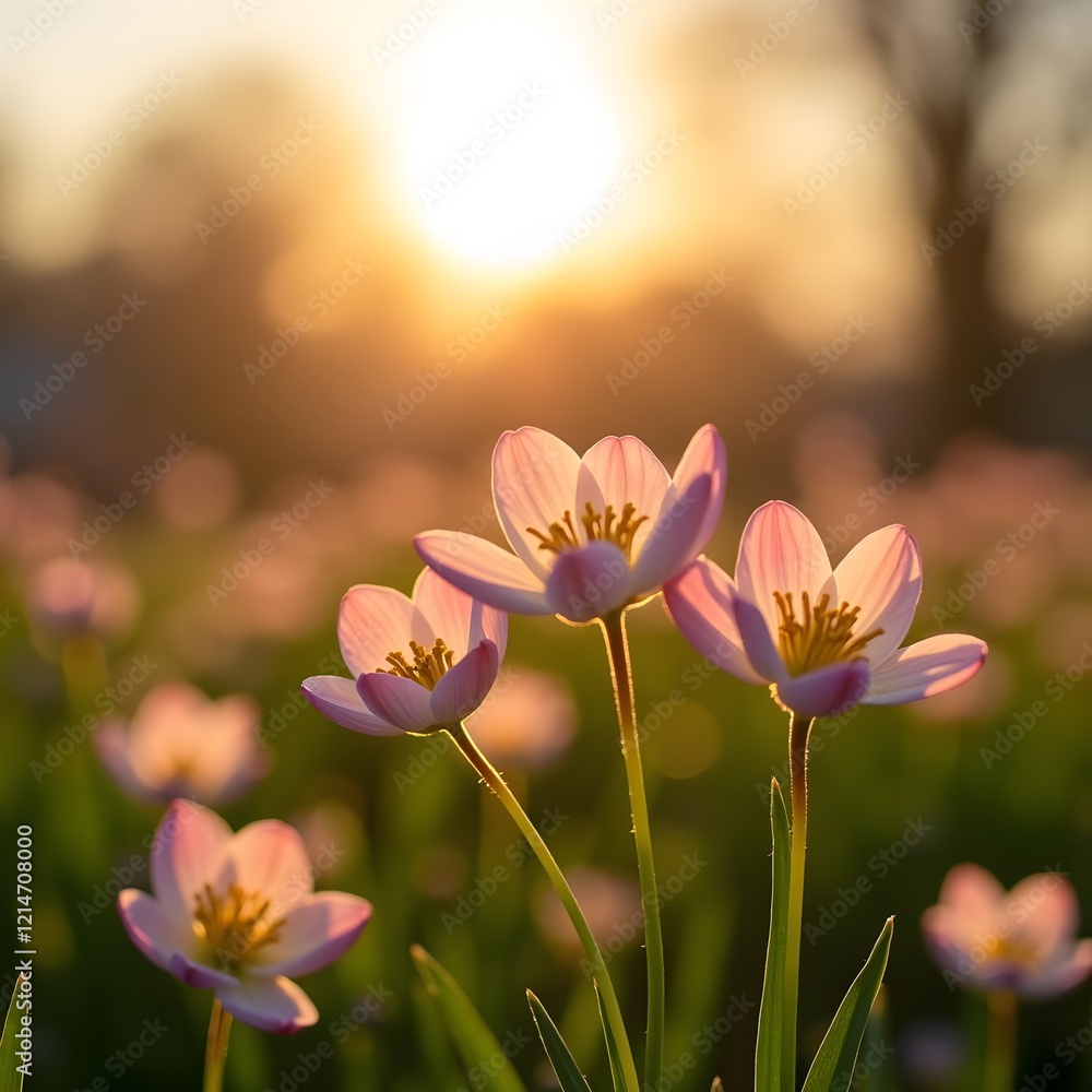 Enchanting Spring Blooms Macro Photo During Golden Hour Enchanting Spring Blooms Macro Photo During Golden Hour