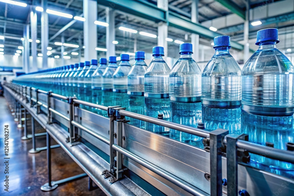 Clean Factory Bottled Water Production Line: Plastic Bottles Filling and Sealing Process Clean Factory Bottled Water Production Line: Plastic Bottles Filling and Sealing Process