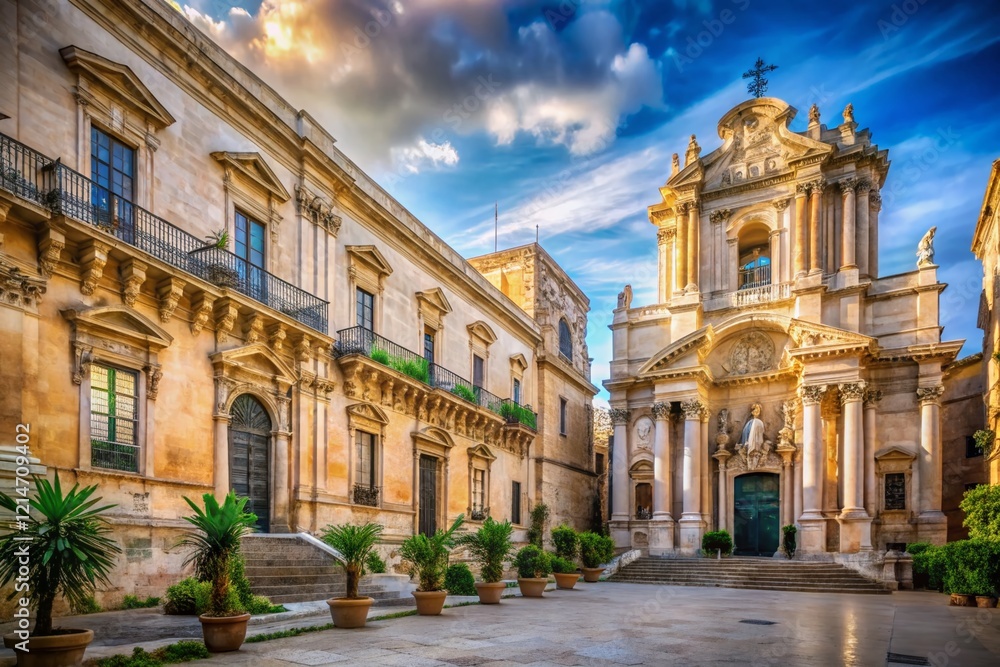 Obraz premium Syracuse Cathedral & Archbishop's Palace: Urban Exploration Photography, Sicily, Italy