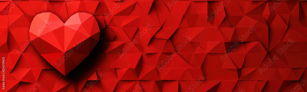 Geometric heart design on fiery red textured background Geometric heart design on fiery red textured background