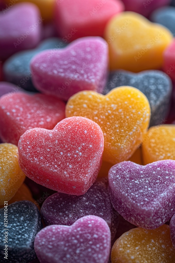 A close-up shot of a pile of colorful candy hearts A close-up shot of a pile of colorful candy hearts