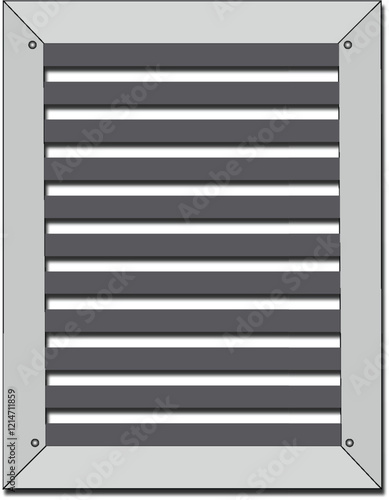 Aluminium ventilation louvres metal grille with horizontal stripes.
