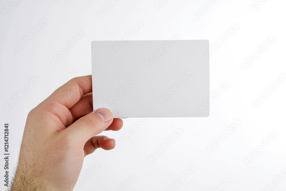 A person holds a white card in their hand, possibly with an important message or invitation A person holds a white card in their hand, possibly with an important message or invitation