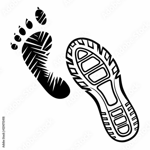 Shoe print Black Vector art illustration