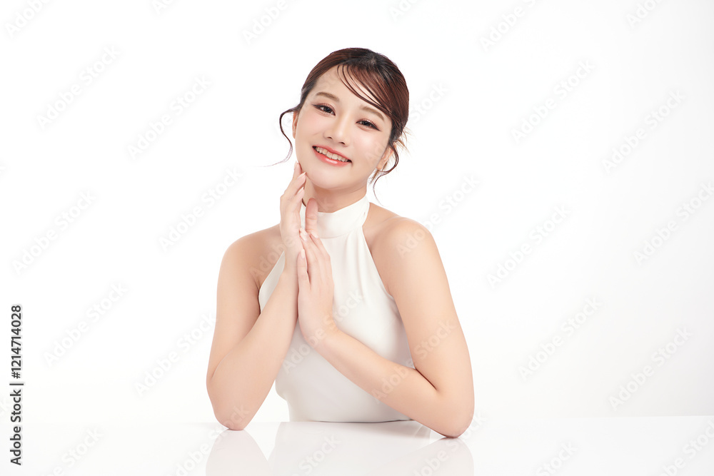 Beautiful young asian woman with clean fresh skin on white background, Face care, Facial treatment, Cosmetology, beauty and spa, Asian women portrait. Beautiful young asian woman with clean fresh skin on white background, Face care, Facial treatment, Cosmetology, beauty and spa, Asian women portrait.