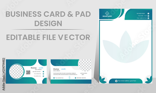 Simple Business card & Pad design. combo design template gradient color