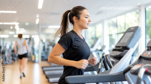 Australian woman doing exercise workout in a modern gym equipment, healthy lifestyle