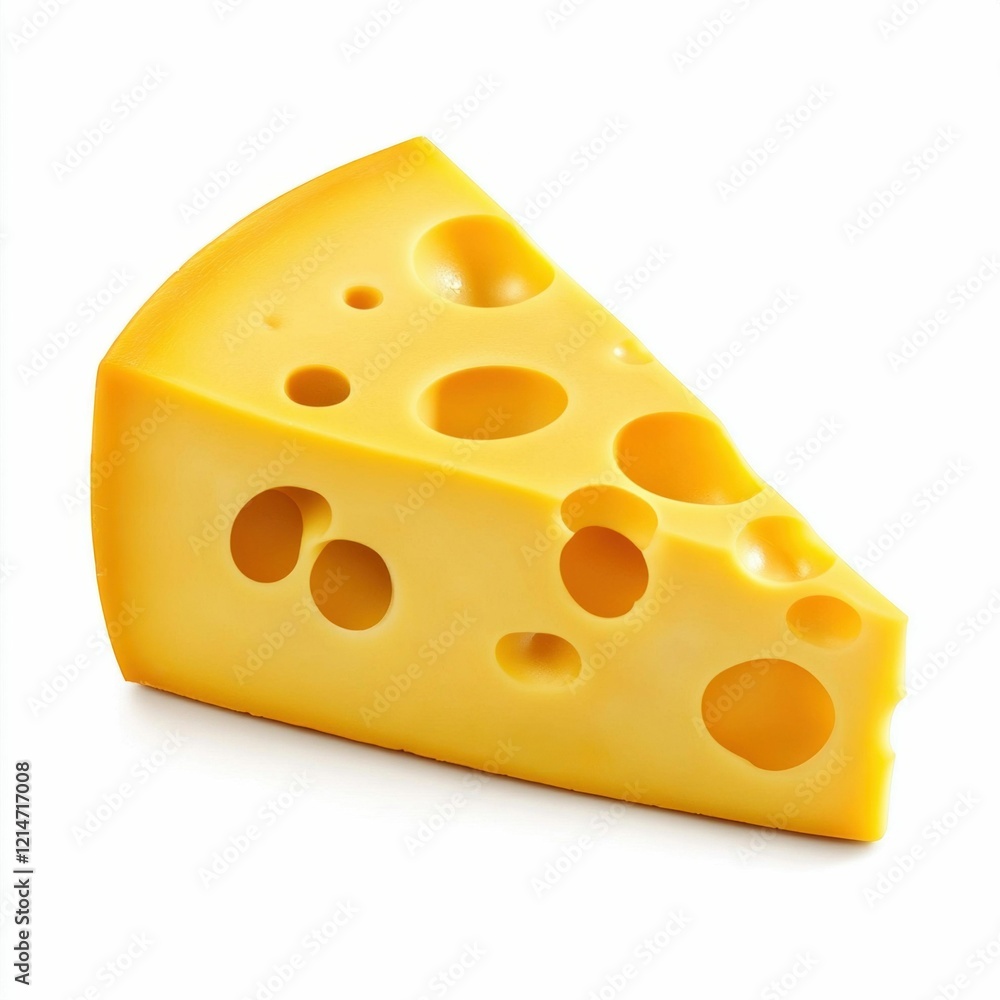 Slice of Yellow Swiss Cheese with Holes Isolated on White Background Slice of Yellow Swiss Cheese with Holes Isolated on White Background