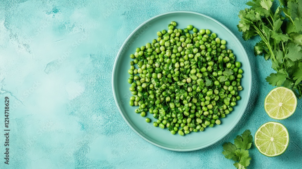 A Thai-inspired mung bean salad with lime, chili, and coriander, placed on a bright, minimalist plate A Thai-inspired mung bean salad with lime, chili, and coriander, placed on a bright, minimalist plate