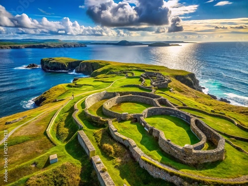 Tory Island, Donegal, Ireland: Panoramic View of Balor's Fort, Ancient Celtic Stone Structures & Coastal Scenery