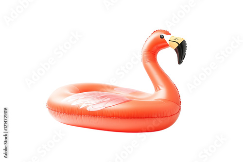 Inflatable flamingo float for the pool isolated on transparent white background photo