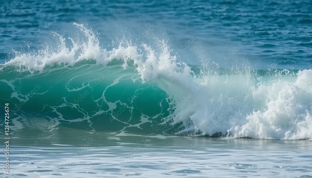 Fototapeta premium foamy waves rolling up in ocean