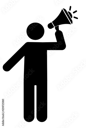Person holding megaphone icon.Public relations.flat style vector illustration editable isolated design.