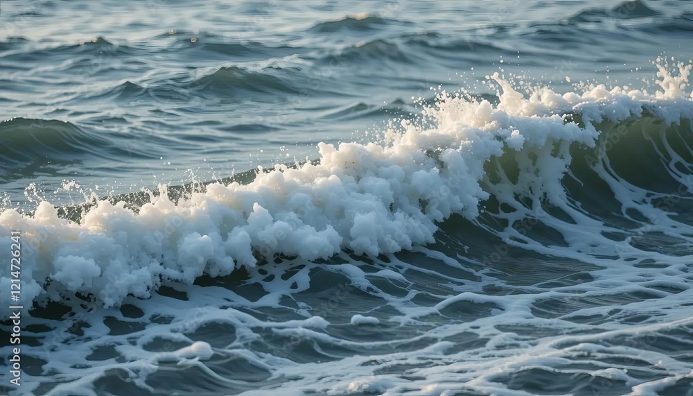 Fototapeta premium foamy waves rolling up in ocean