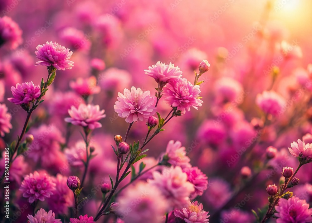 Aerial View of Pink Flower Field, Pastel Pink Background - Perfect for Floral Designs & Spring Themes Aerial View of Pink Flower Field, Pastel Pink Background - Perfect for Floral Designs & Spring Themes