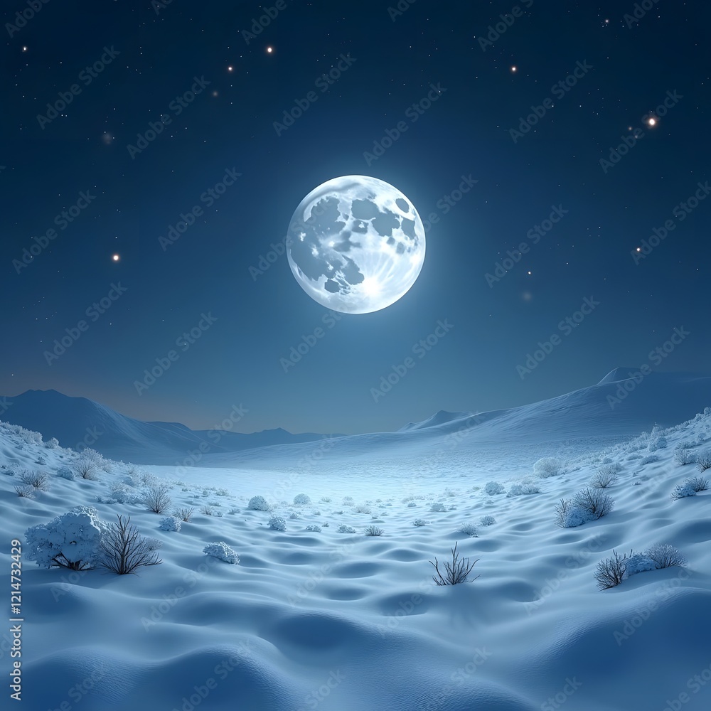 Moonlit Serenity Abstract Patterns on Snowy Field Moonlit Serenity Abstract Patterns on Snowy Field