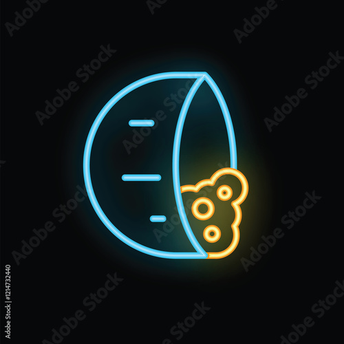 Bright neon icon of mold growing on food, bringing awareness to the global issue of food wasting