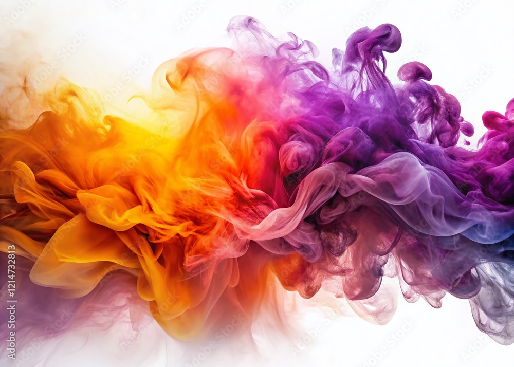 Vibrant Abstract Smoke Swirls: Double Exposure Purple Pink Orange Yellow Vibrant Abstract Smoke Swirls: Double Exposure Purple Pink Orange Yellow