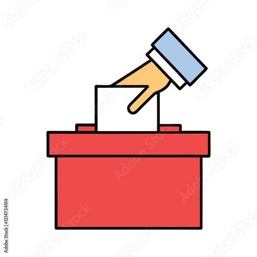 Hand Casting Vote in Ballot Box Design vector design.