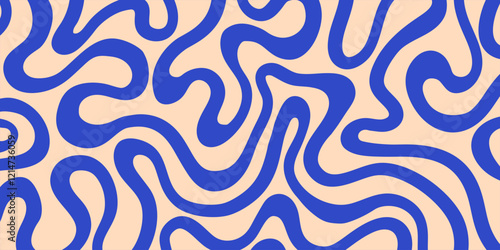 Cool Groovy Striped Texture. Abstract Geometric Lines Y2k Pattern. Brush Hand Drawn Background.