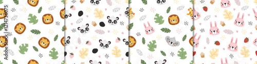 Photography Safari animals pattern, cute safari animals, kids pattern, jungle vector, cartoo