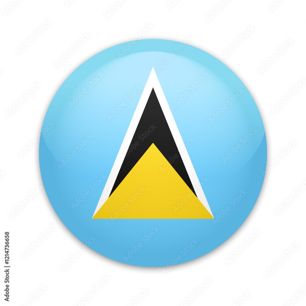 Saint Lucia national flag button pin. Saint Lucia round badge icon. Vector illustration Saint Lucia national flag button pin. Saint Lucia round badge icon. Vector illustration