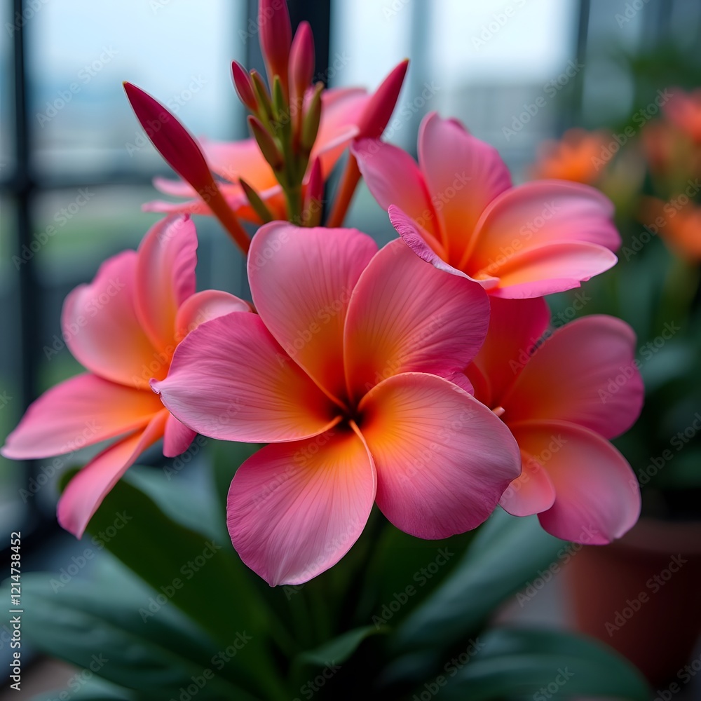 Fototapeta premium Glowing Blossoms Intricate Neon-Colored Flowers in Focus Stacking