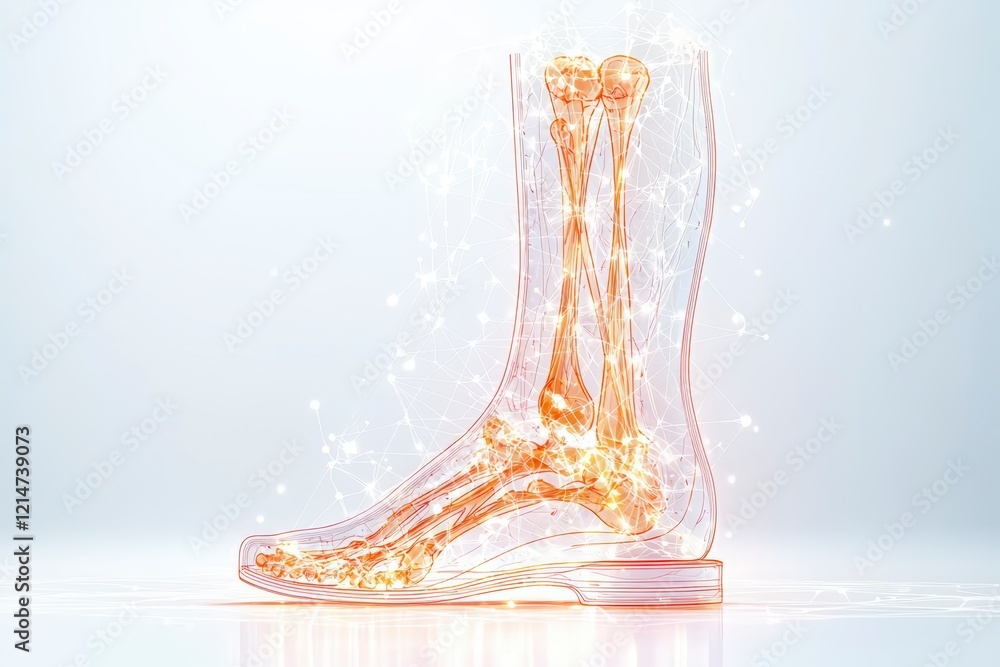 A digital illustration of a transparent boot showcasing intricate bone structures, representing advanced medical technology and human anatomy. A digital illustration of a transparent boot showcasing intricate bone structures, representing advanced medical technology and human anatomy.