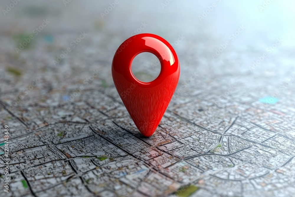 Red Location Marker on City Map Illustration Red Location Marker on City Map Illustration