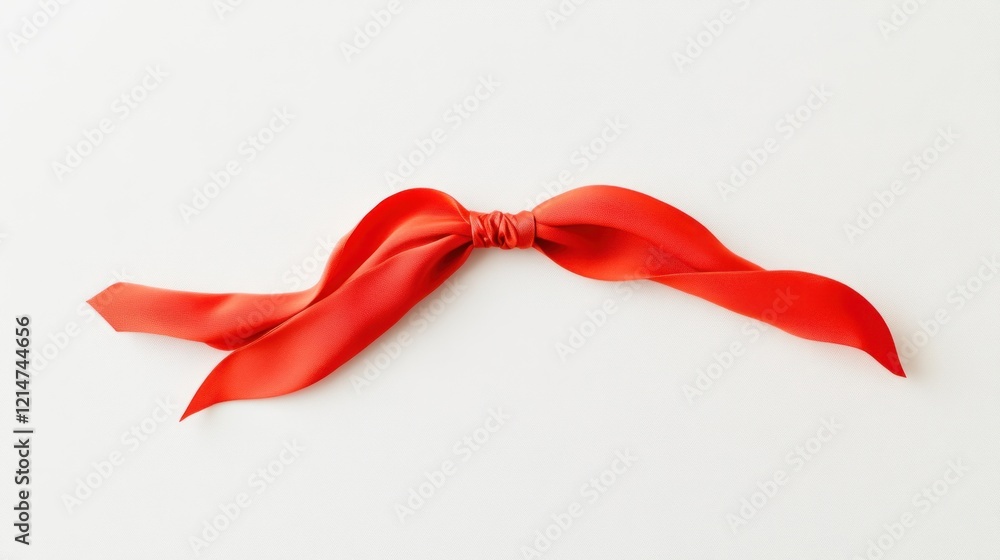 Red satin ribbon tied in a bow on white background. Red satin ribbon tied in a bow on white background.