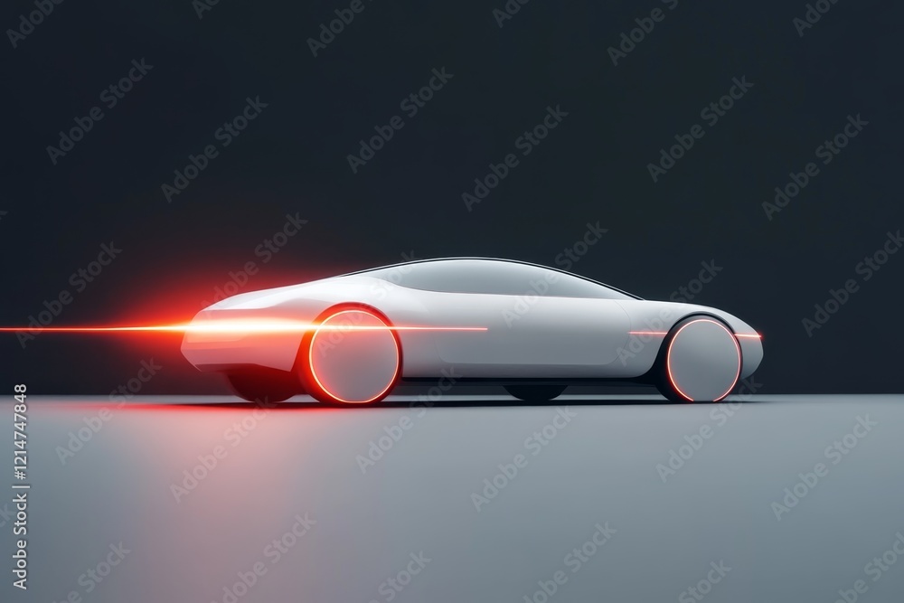 Futuristic electric car design featuring sleek lines and illuminated wheels in a modern studio setting Futuristic electric car design featuring sleek lines and illuminated wheels in a modern studio setting
