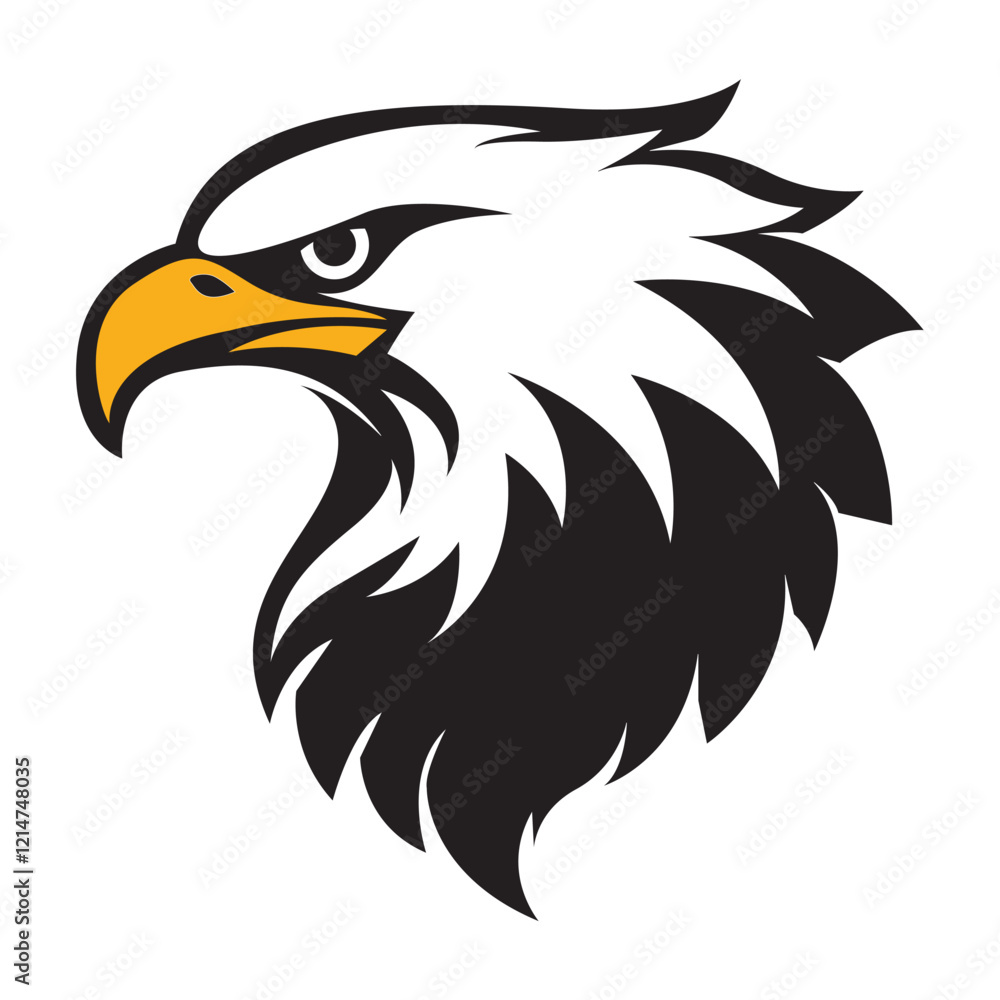 Obraz premium eagle head profile black white yellow logo v1