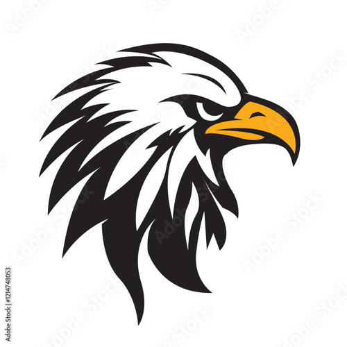 eagle head profile black white yellow  logo v2