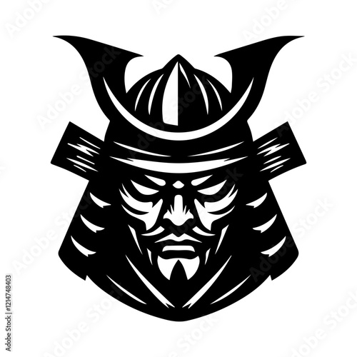 samurai mask illustration flat design photo