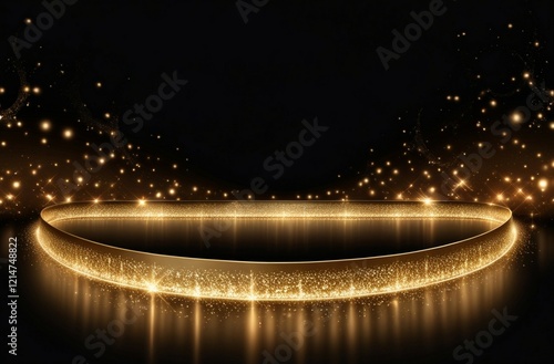 Luxury gold award night background, gold lines decoration and lights
