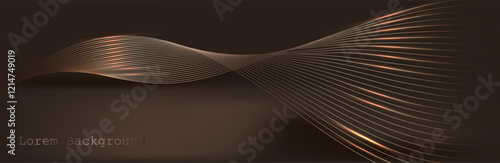 Abstract gold brown wave Geometrical Background Connection wave structure.  Connecting dots and lines.Big data visualization and Business.Premium background design with mocha mousse sound wave.Vector
