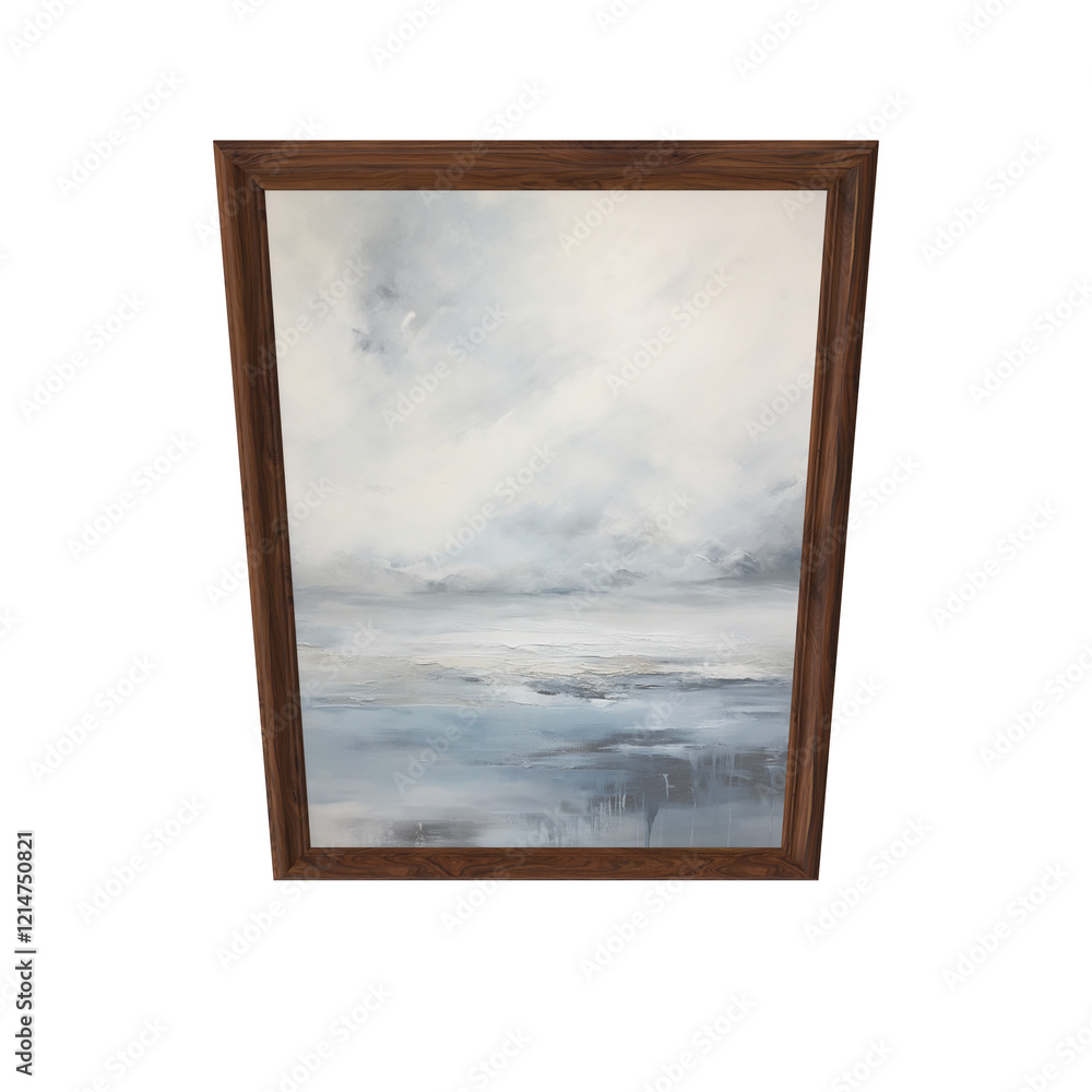 3d render of a picture oil painting in wooden frame, abstract painting of a sky, sea 3d render of a picture oil painting in wooden frame, abstract painting of a sky, sea