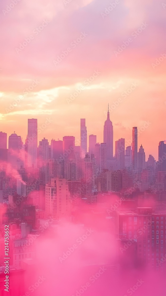 Fototapeta premium Pink Sunset City Skyline