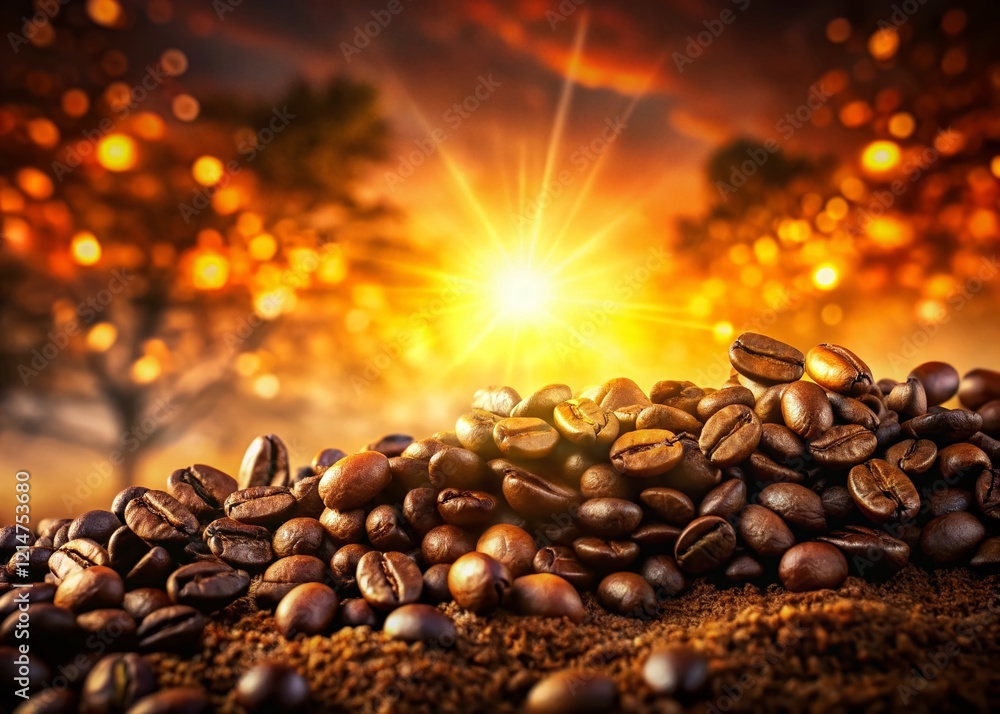 Obraz premium Aromatic Coffee Beans Double Exposure Background - Rich Texture Stock Photo