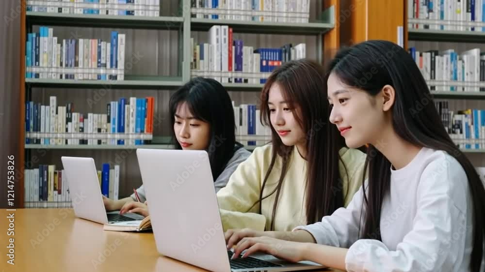 University Students Researching in Library or Students Studying Class Assignment Together University Students Researching in Library or Students Studying Class Assignment Together